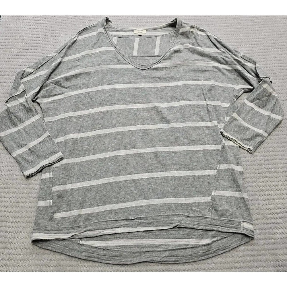 Umgee Sweater Womens Large Striped Light Weight Oversized Vneck